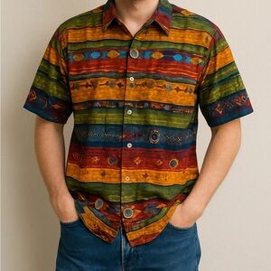 Vintage The Territory Ahead Casual Short Sleeve Button Front Shirt Men Size XL